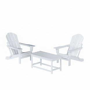 Newport Newport Folding Poly Adirondack Chairs with Coffee Table Set, White, large