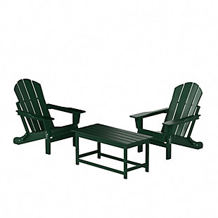 Newport Newport Folding Poly Adirondack Chairs with Coffee Table Set, Dark Green, large