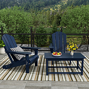 Newport Newport Folding Poly Adirondack Chairs with Coffee Table Set, Navy Blue, rollover