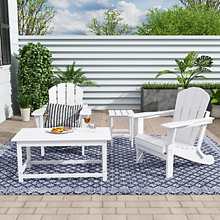 Newport Newport 4-Piece Adirondack Folding Chairs and Table Set, White, rollover