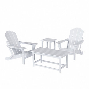 Newport Newport 4-Piece Adirondack Folding Chairs and Table Set, White, large