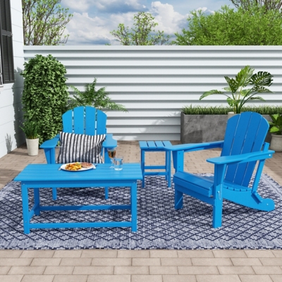 Newport Newport 4-Piece Adirondack Folding Chairs and Table Set, Pacific Blue, large