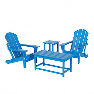 Newport Newport 4-Piece Adirondack Folding Chairs and Table Set, Pacific Blue, large
