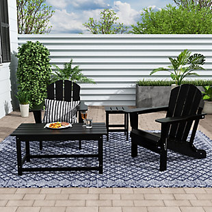 Newport Newport 4-Piece Adirondack Folding Chairs and Table Set, Black, rollover