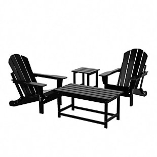 Newport Newport 4-Piece Adirondack Folding Chairs and Table Set, Black, large