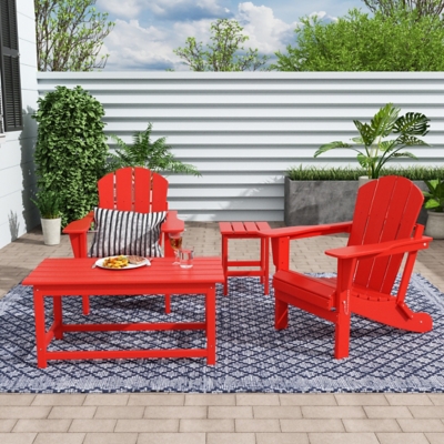 Newport Newport 4-Piece Adirondack Folding Chairs and Table Set, Red, rollover