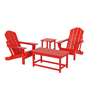 Newport Newport 4-Piece Adirondack Folding Chairs and Table Set, Red, large