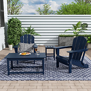 Newport Newport 4-Piece Adirondack Folding Chairs and Table Set, Navy Blue, rollover