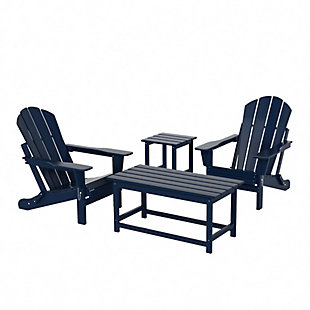 Newport Newport 4-Piece Adirondack Folding Chairs and Table Set, Navy Blue, large