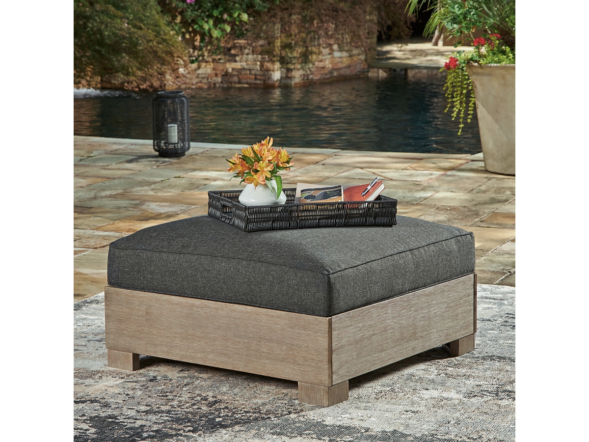 Citrine Park Outdoor Ottoman with Cushion - Charcoal/Brown Citrine Park Outdoor Ottoman with Cushion - Charcoal/Brown
