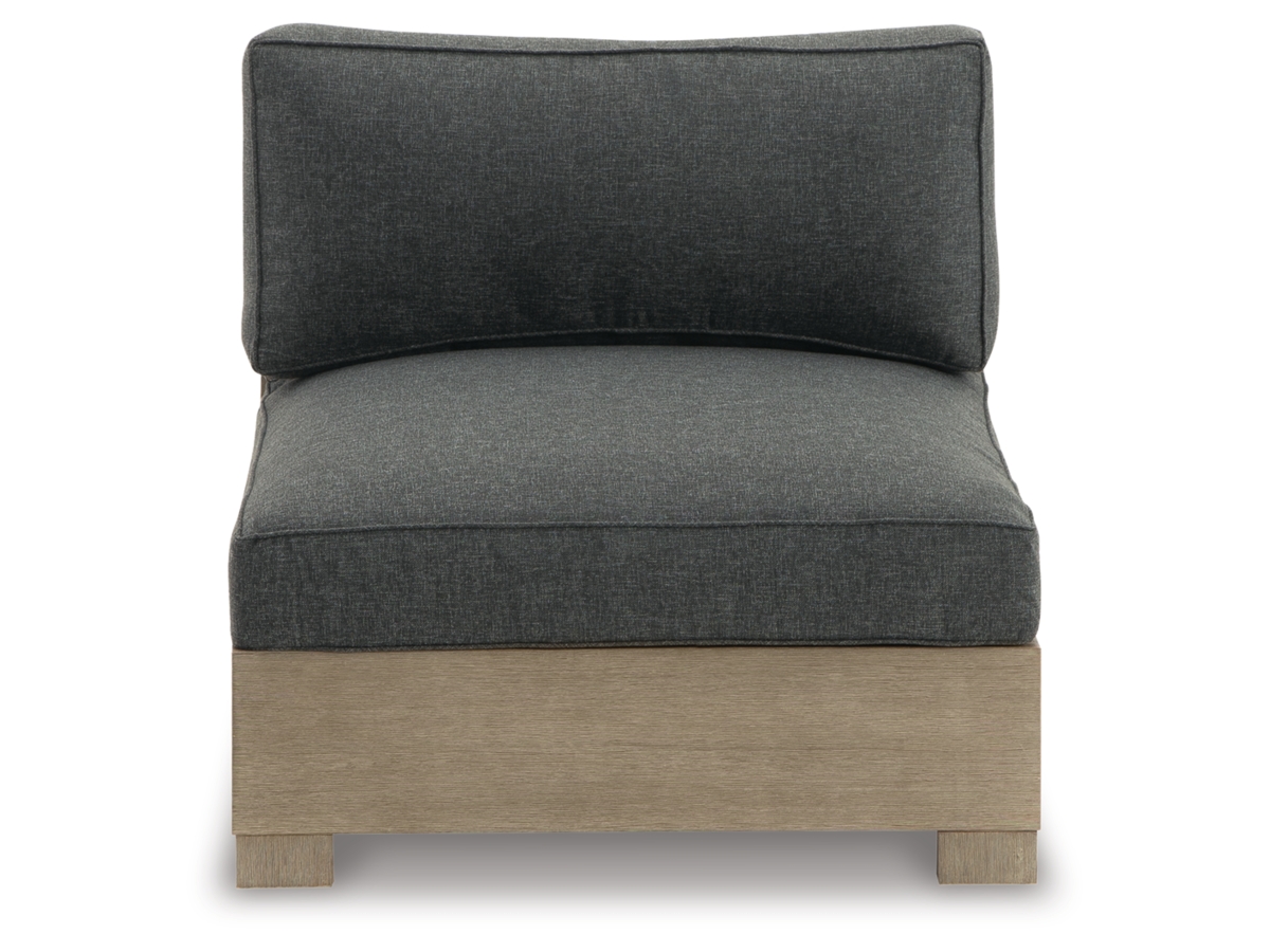 Citrine Park Outdoor Armless Chair with Cushion - Charcoal/Brown