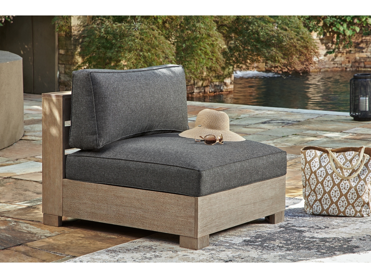 Citrine Park Outdoor Armless Chair with Cushion - Charcoal/Brown Citrine Park Outdoor Armless Chair with Cushion - Charcoal/Brown