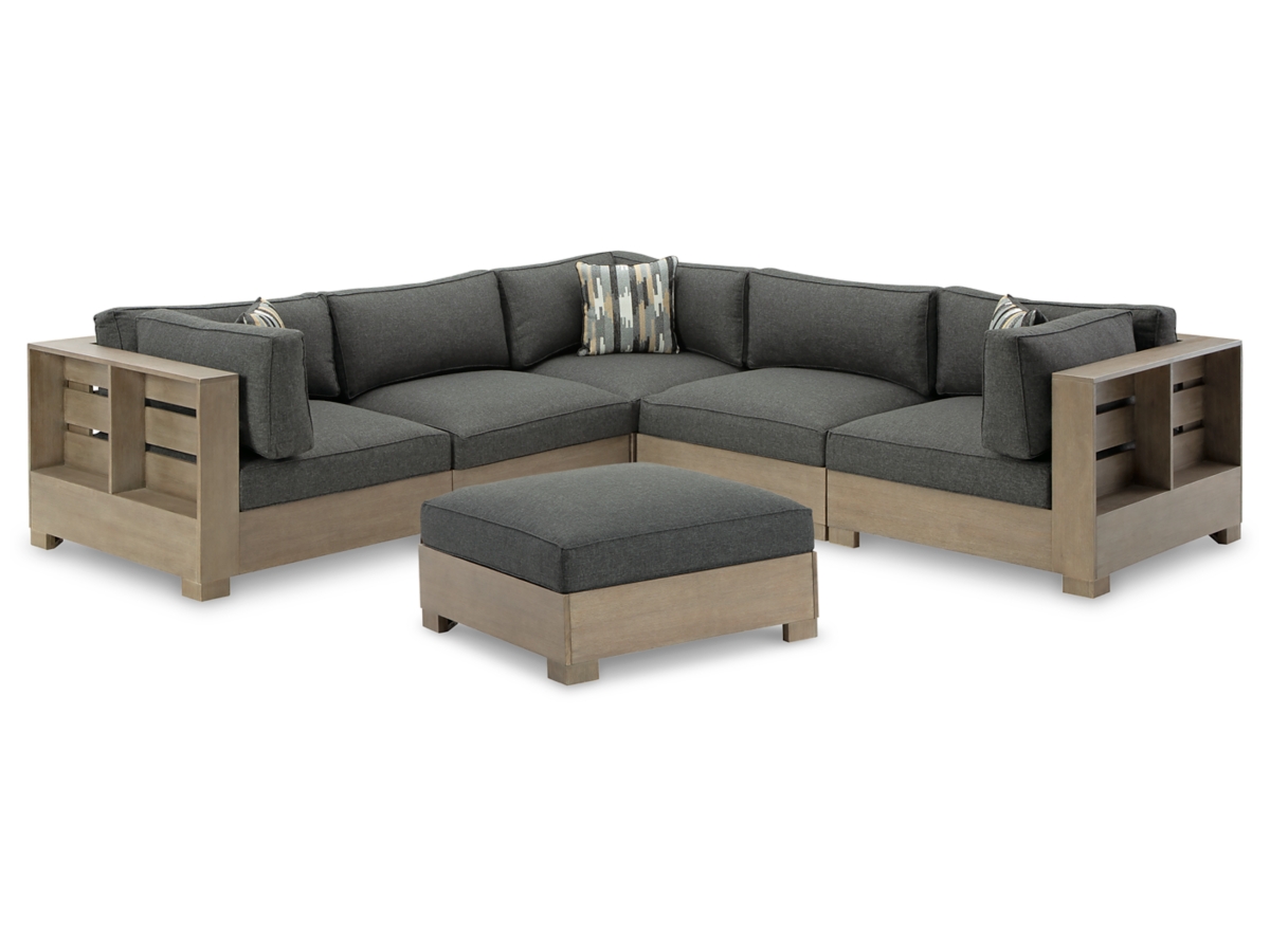 Citrine Park 5 Piece Outdoor Modular Seating - Grey/Brown Citrine Park 5 Piece Outdoor Modular Seating - Grey/Brown