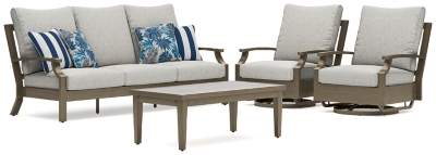 Rainier Ranch Outdoor Sofa and 2 Chairs with Coffee Table, , large