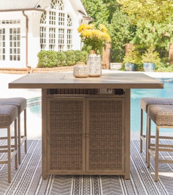 P749-665 Walton Bridge Outdoor Bar Table with Fire Pit, Dri sku P749-665