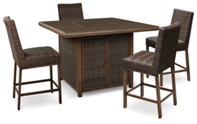 APK-P750-5P Paradise Trail Outdoor Bar Table with 4 Barstools, sku APK-P750-5P