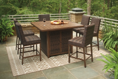 APG-P750-7P Paradise Trail Outdoor Bar Table and 6 Barstools,  sku APG-P750-7P