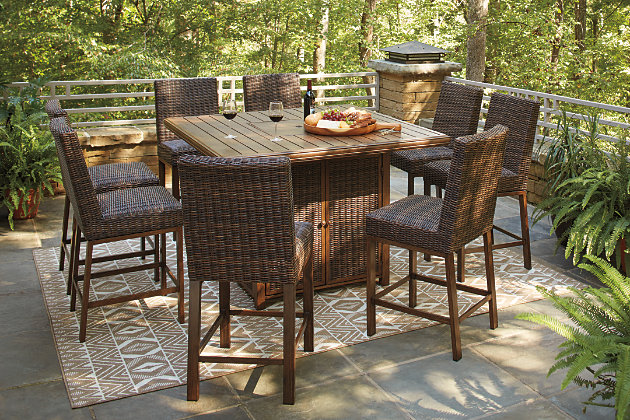Paradise Trail Outdoor Dining Table And 8 Chairs Ashley Furniture Home - Eight Chair Patio Set