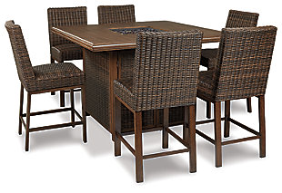 Paradise Trail Outdoor Bar Table and 6 Barstools, , large