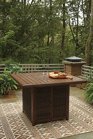Paradise Trail Bar Table with Fire Pit | Ashley Furniture ...