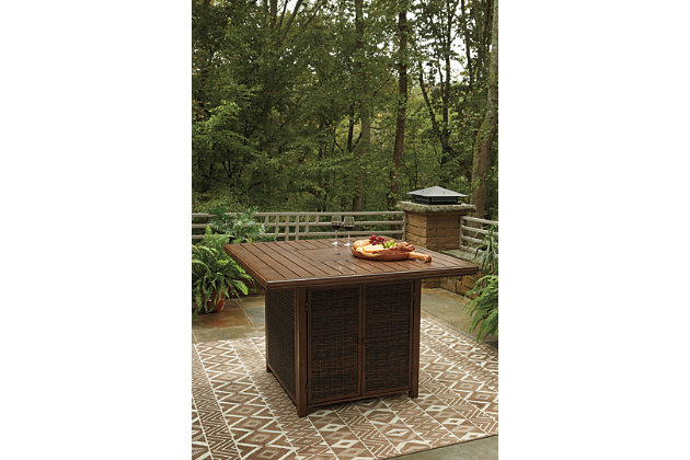 Paradise Trail Outdoor Bar Table With, Paradise Trail Outdoor Fire Pit Bar Table Set