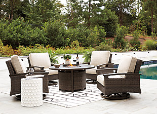 Paradise Trail Outdoor Fire Pit Table and 4 Chairs, , rollover
