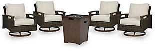 Rodeway South Outdoor Fire Pit Table and 4 Chairs, , large