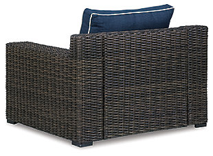 Style. Comfort. Quality. Value. The Grasson Lane lounge chair with cushion really goes to town, giving you the total package for outstanding outdoor living. Crafted to withstand the elements, this outdoor chair’s resin wicker base and rust-proof aluminum frame ensure carefree living, while the plush cushion covered in fade-resistant Nuvella® fabric provides stylish appeal. Comfy and casual, it's perfect for use inside or out.Outdoor lounge chair with cushion | All-weather resin wicker handwoven over durable aluminum frame | Powder coated aluminum resists rusting and fading | Zippered cushion covered in high-performing Nuvella® fabric | All-weather foam cushion core wrapped in soft polyester | Imported fabric and fill | Clean fabric with mild soap and water, let air dry; for stubborn stains, use a solution of 1 cup bleach to 1 gallon water | Assembly required | Estimated Assembly Time: 30 Minutes