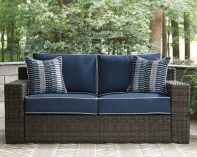 Grasson Lane Outdoor Loveseat With Cushion Ashley Furniture Homestore