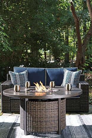 Grasson Lane Outdoor Loveseat with Fire Pit Table, , rollover