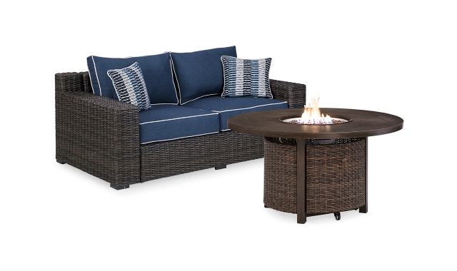 Grasson Lane Outdoor Loveseat & Fire Pit Table Set