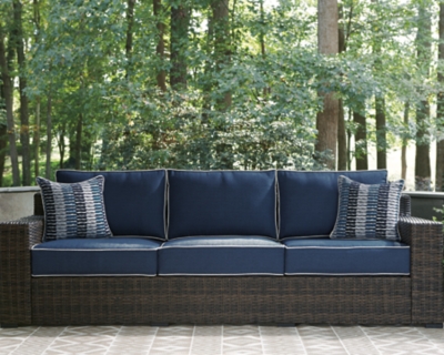 P783-838 Grasson Lane Outdoor Sofa, Brown/Blue sku P783-838