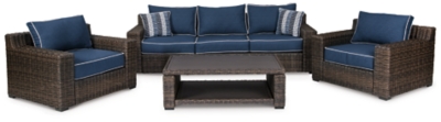 Grasson Lane Outdoor Sofa and 2 Chairs with Coffee Table, , large
