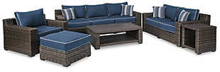 Grasson Lane Outdoor Sofa, Loveseat, Lounge Chair and Ottoman with Coffee Table and End Table, , large
