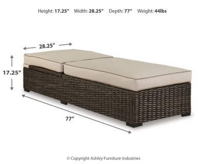 Coastline Bay Outdoor Chaise Lounge with Cushion Dimensions