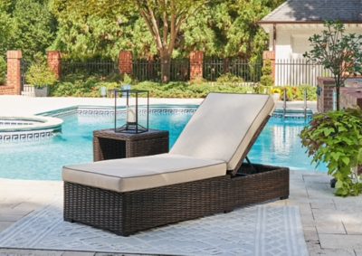 Coastline Bay Outdoor Chaise Lounge with Cushion, Brown