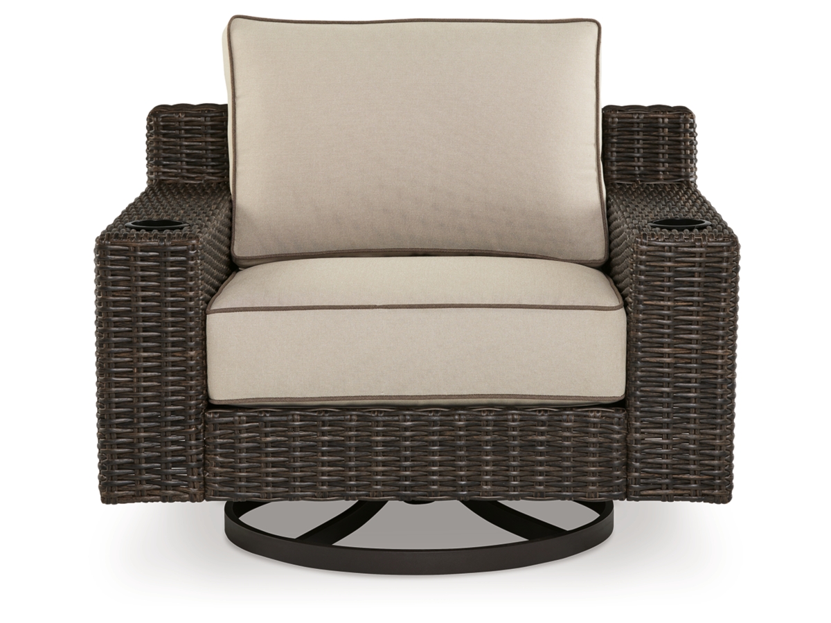 Coastline Bay Outdoor Swivel Lounge Chair with Cushion - Brown