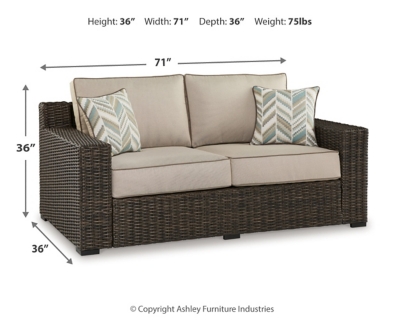 Coastline Bay Outdoor Loveseat with Cushion Dimensions