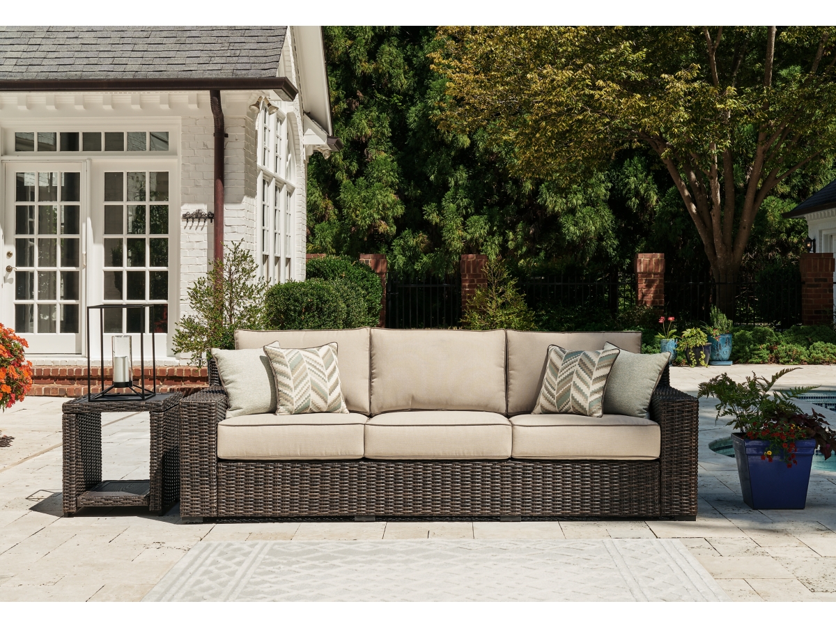 Coastline Bay Outdoor Sofa with Cushion - Brown