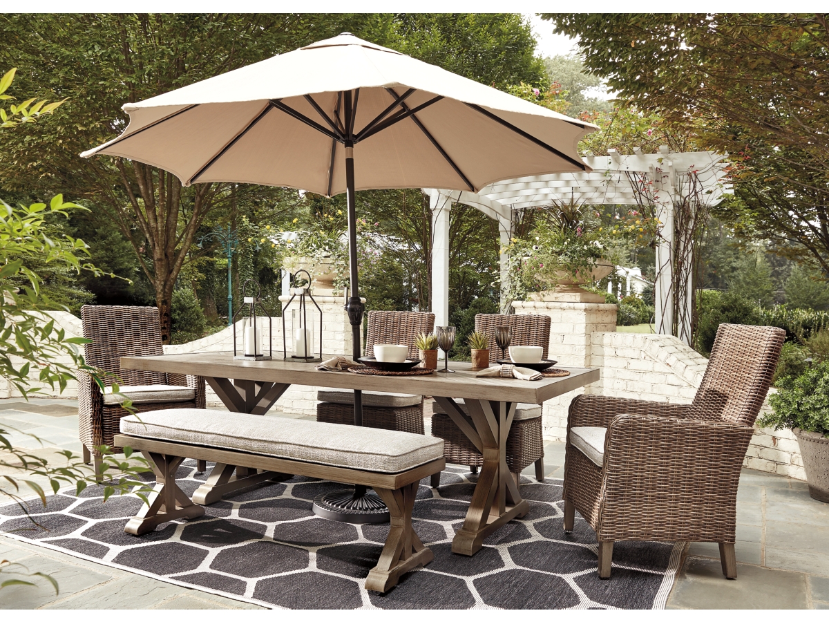 Outdoor patio dining set deals with umbrella hole