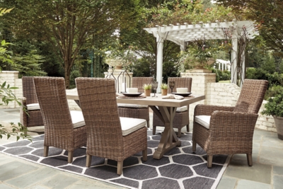 Beachcroft Outdoor Dining Table and 6 Chairs, Beige, rollover