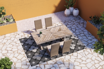 Beachcroft Outdoor Dining Table and 4 Chairs, Beige, rollover