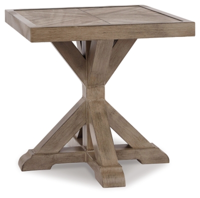 Beachcroft Outdoor End Table, Beige, large