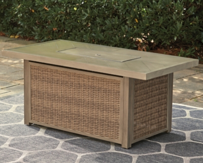 Beachcroft Outdoor Fire Pit Table, Beige, large