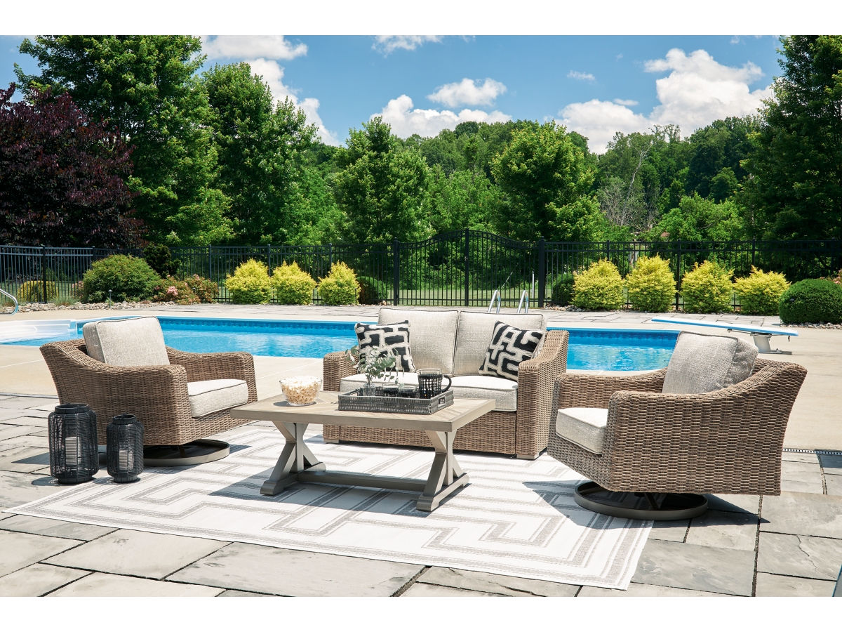 Beachcroft Outdoor Loveseat with Cushion | Ashley