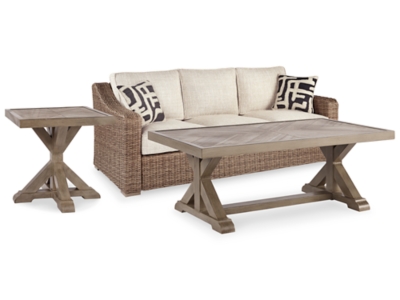 APG-P791-P3 Beachcroft Outdoor Sofa with Coffee Table and End  sku APG-P791-P3