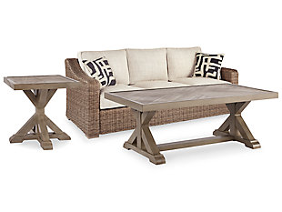 Beachcroft Outdoor Sofa with Coffee Table and End Table, , large