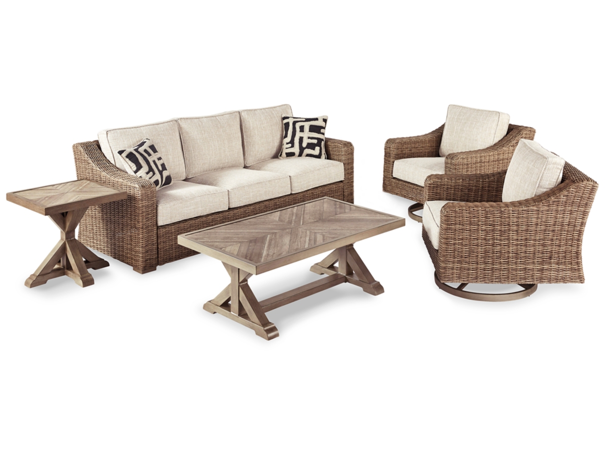 フルハウス Beachcroft Black and Light Gray Outdoor Living Room Set from