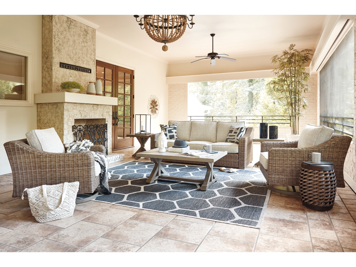 フルハウス Beachcroft Black and Light Gray Outdoor Living Room Set from
