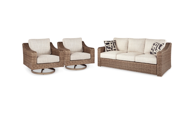 Beachcroft 3-Piece Outdoor Sofa & Swivel Lounge Chairs Set